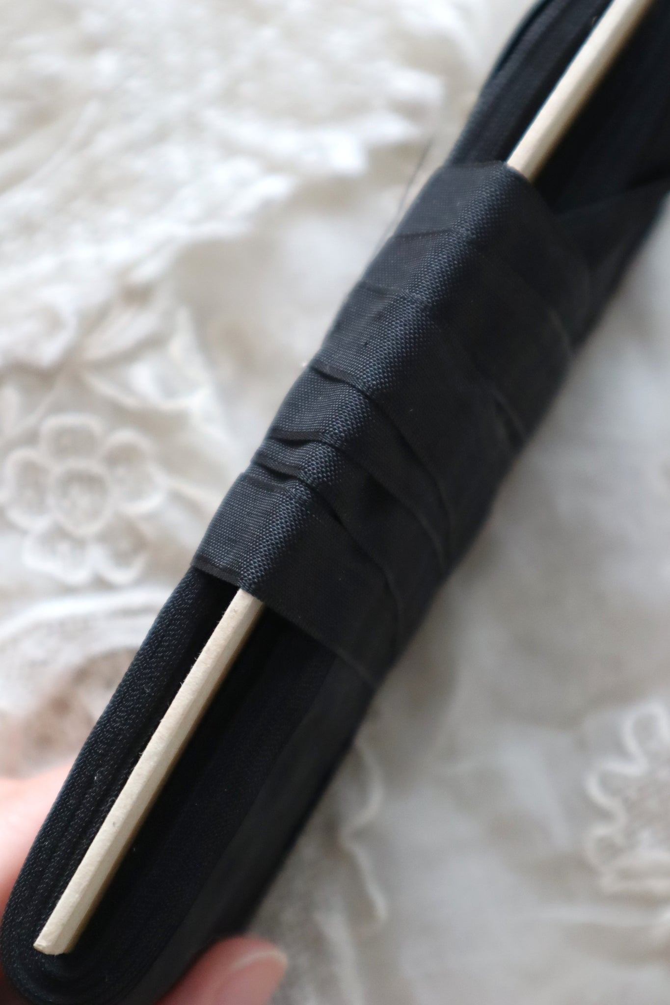 1940s–1950s French Deadstock Black Rayon Ribbon 100m