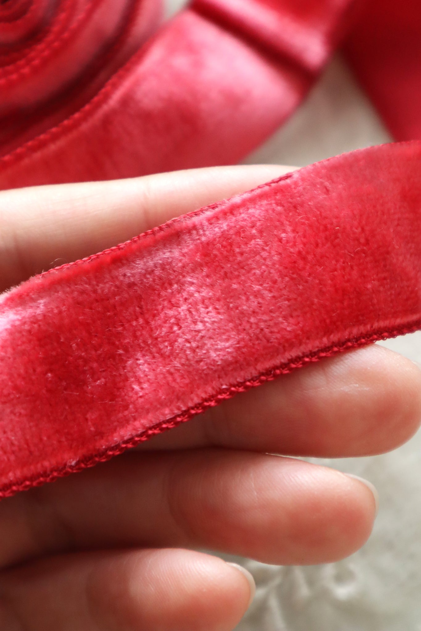French Vintage Raspberry Velvet Ribbon 6m