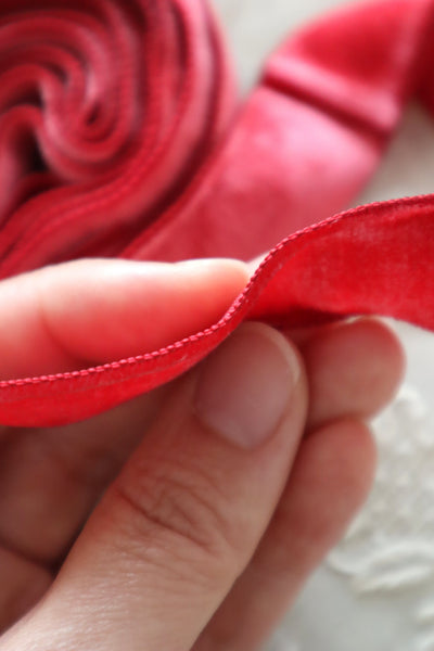French Vintage Raspberry Velvet Ribbon 6m