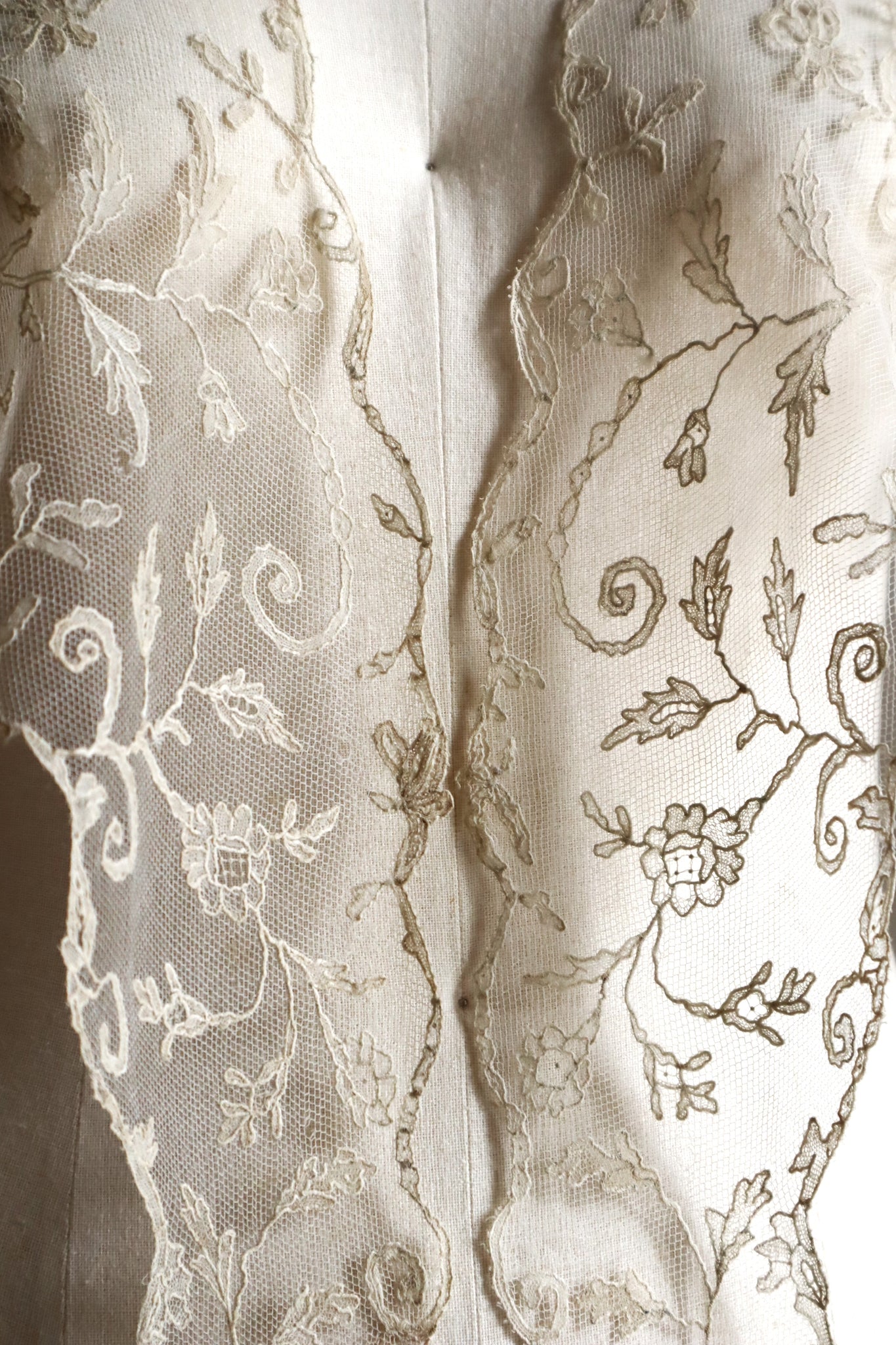 Early 1900s Edwardian Embroidered Net Lace Capelet
