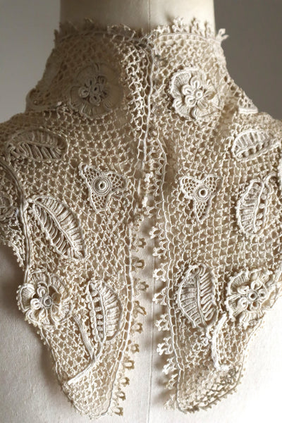 1890s–1900s Irish Crochet Lace High-necked Collar