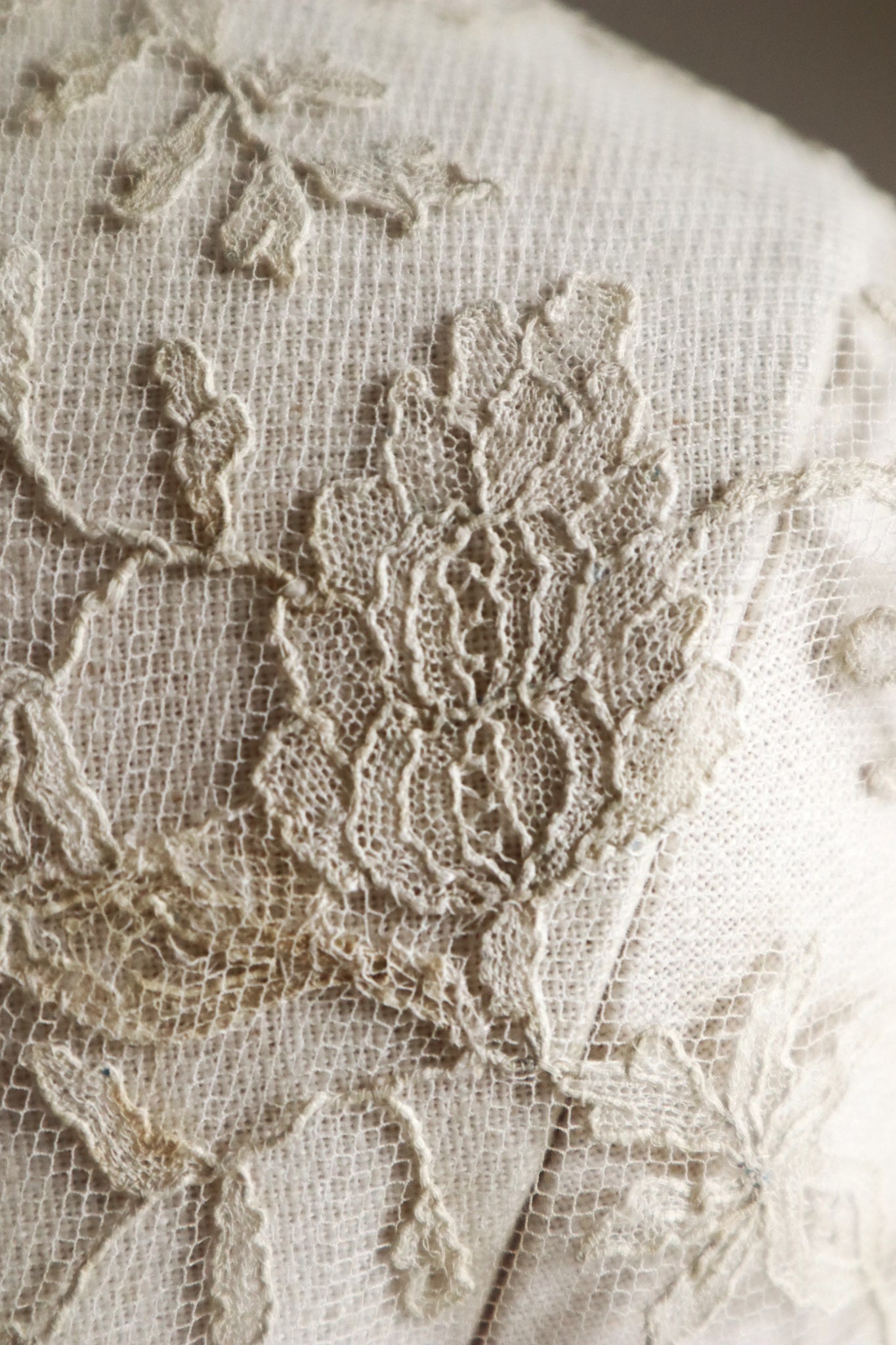 Early 1900s Edwardian Embroidered Net Lace Capelet
