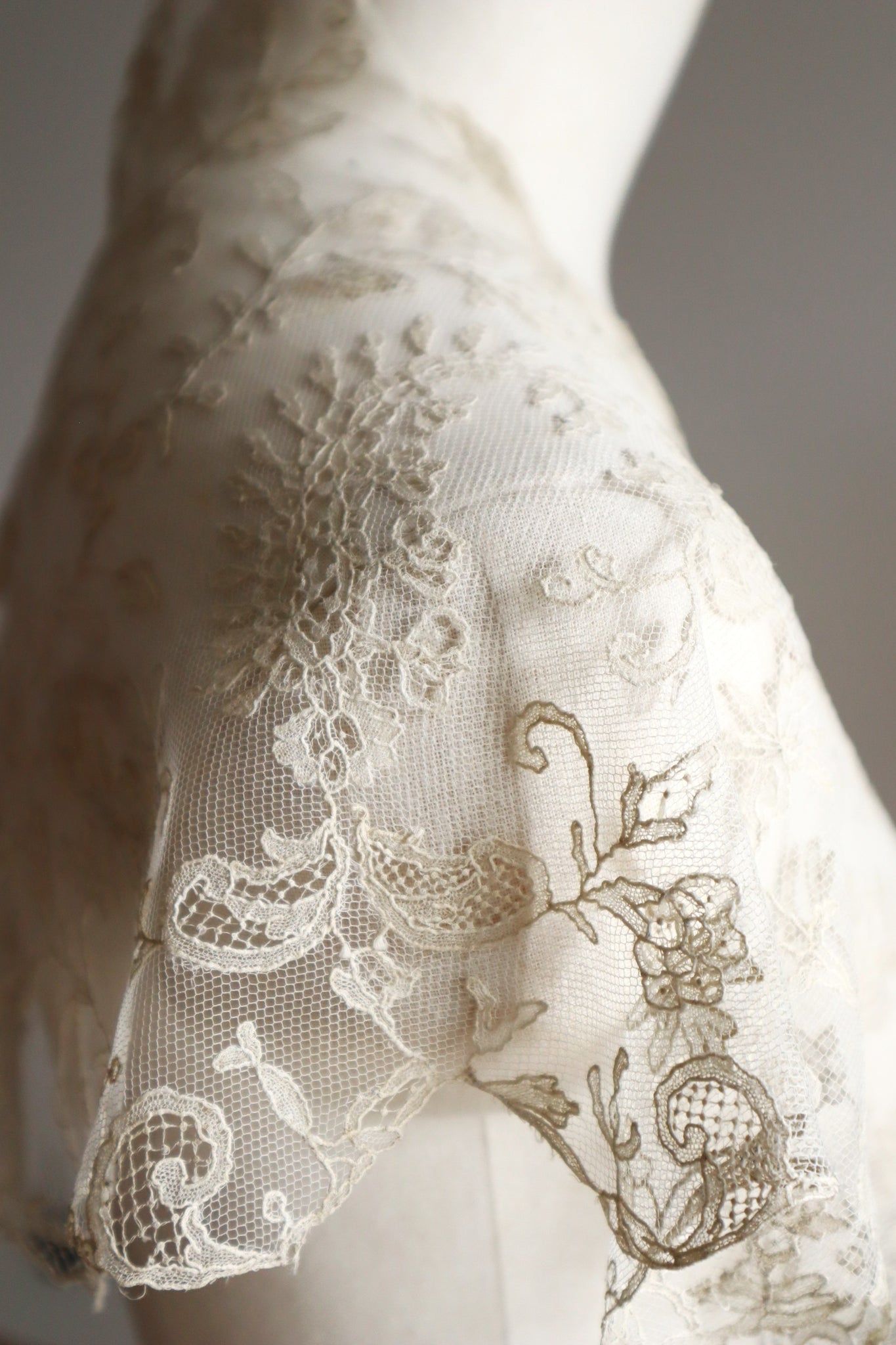 Early 1900s Edwardian Embroidered Net Lace Capelet