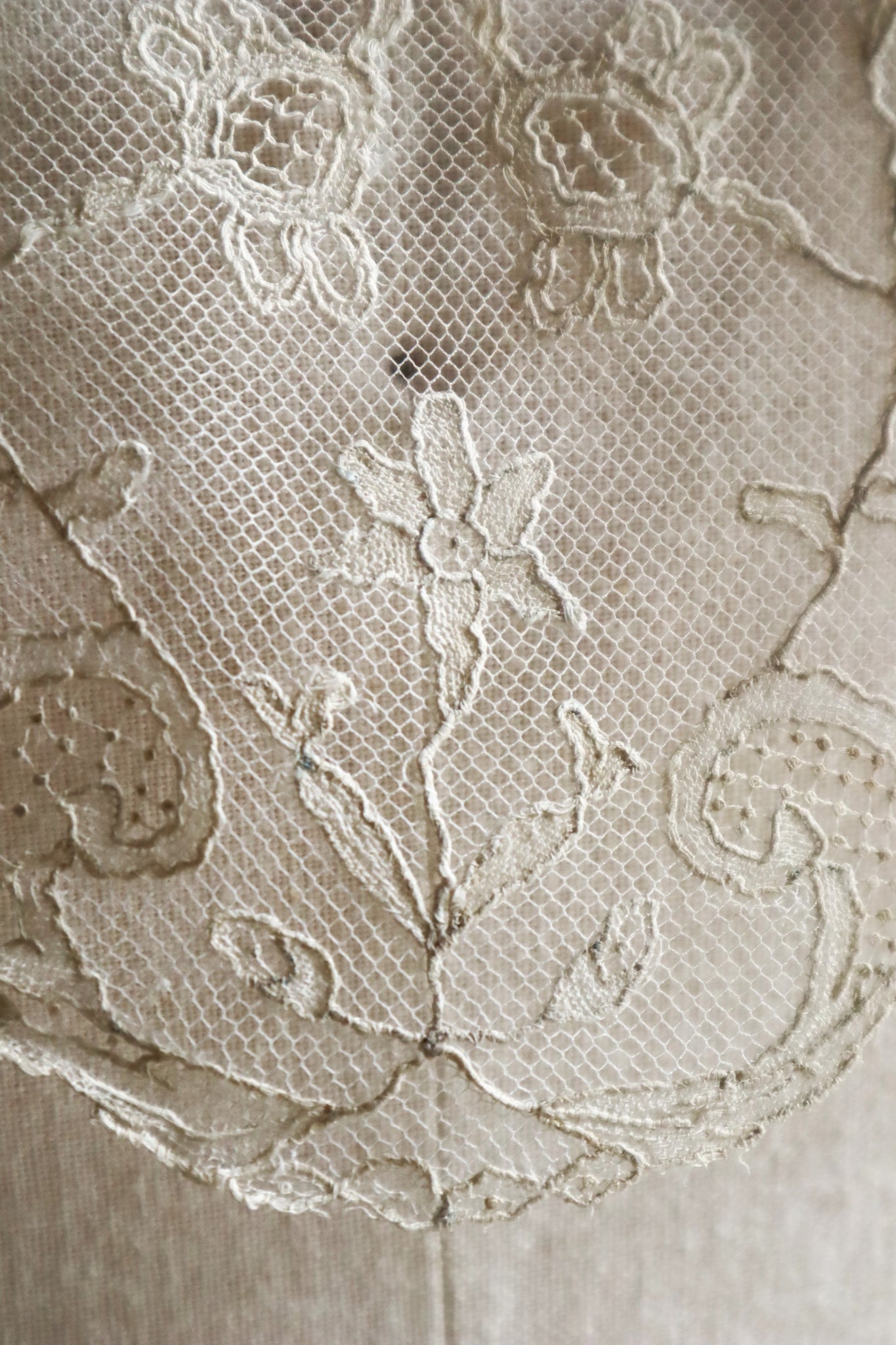 Early 1900s Edwardian Embroidered Net Lace Capelet