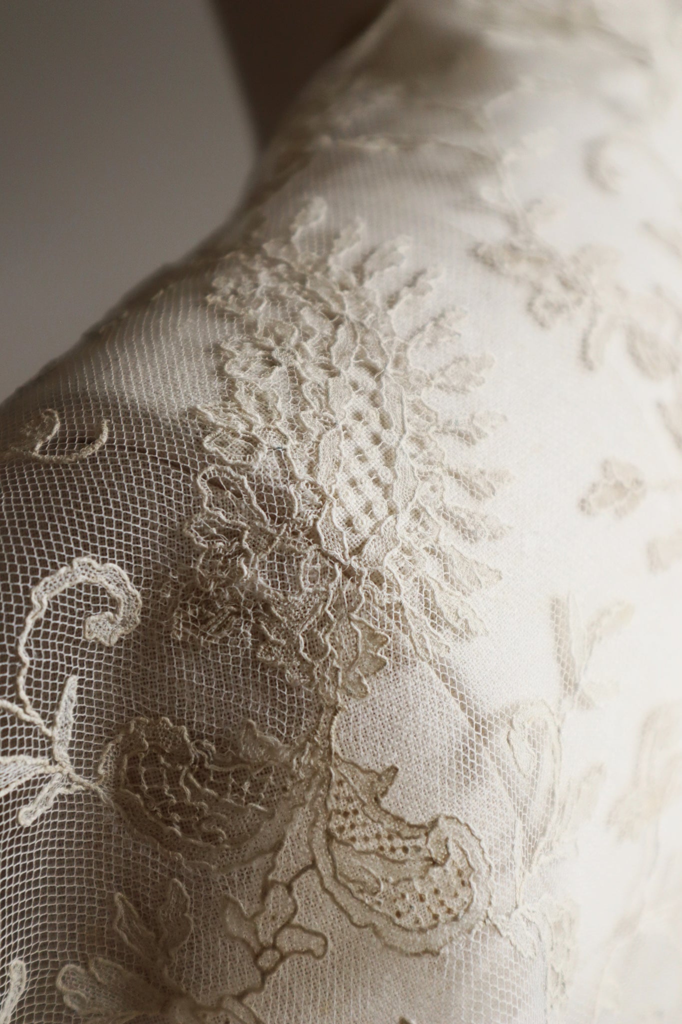 Early 1900s Edwardian Embroidered Net Lace Capelet