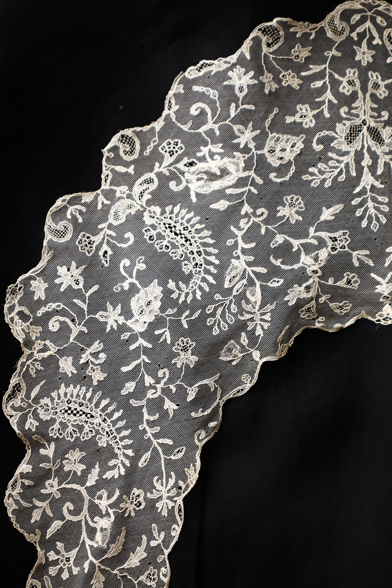 Early 1900s Edwardian Embroidered Net Lace Capelet