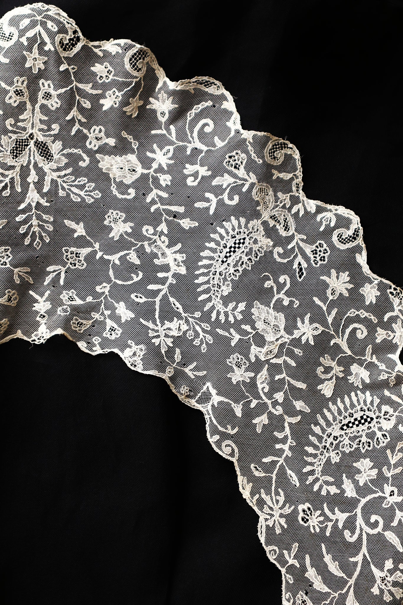 Early 1900s Edwardian Embroidered Net Lace Capelet