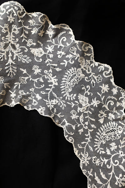 Early 1900s Edwardian Embroidered Net Lace Capelet