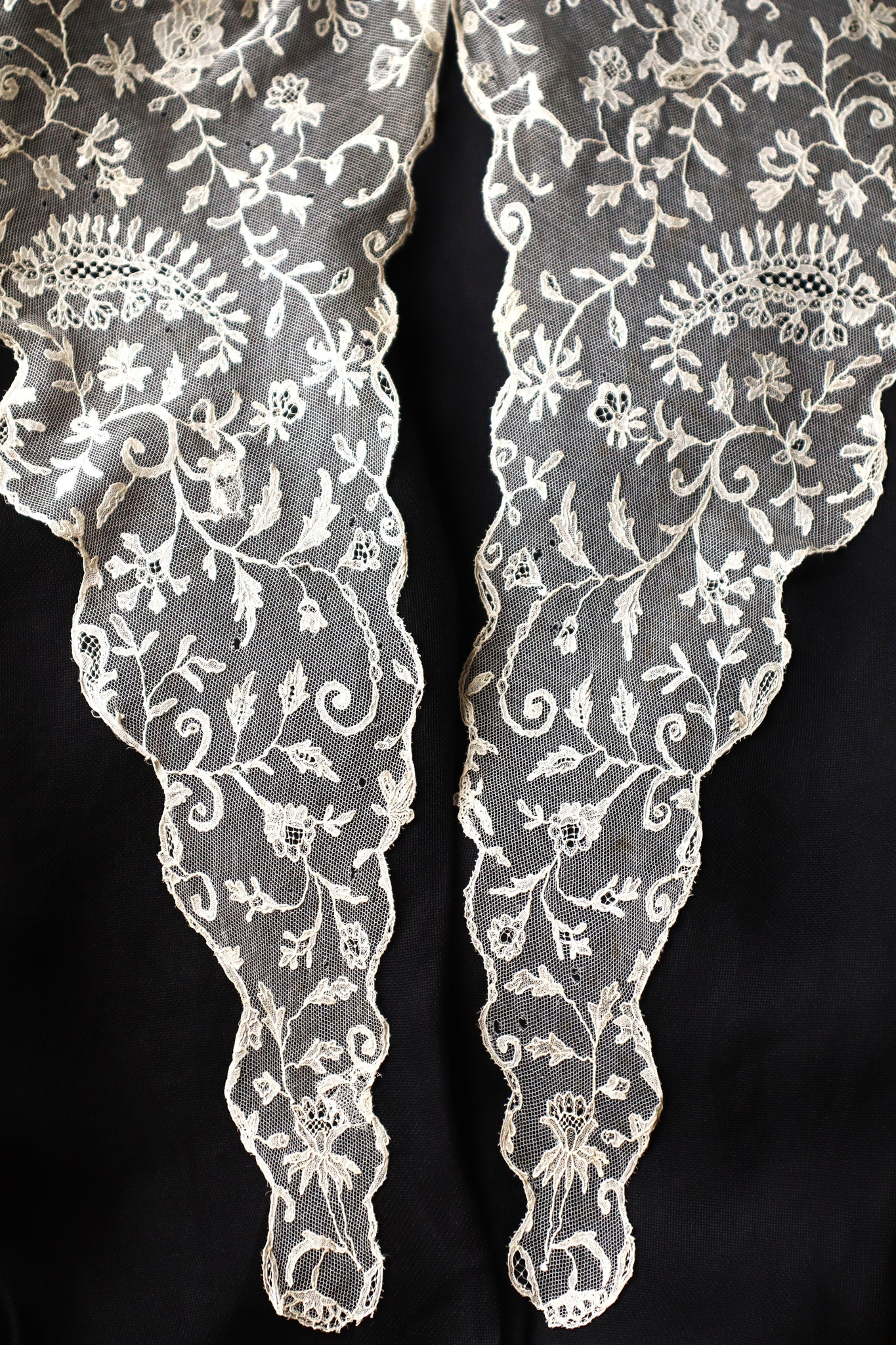 Early 1900s Edwardian Embroidered Net Lace Capelet