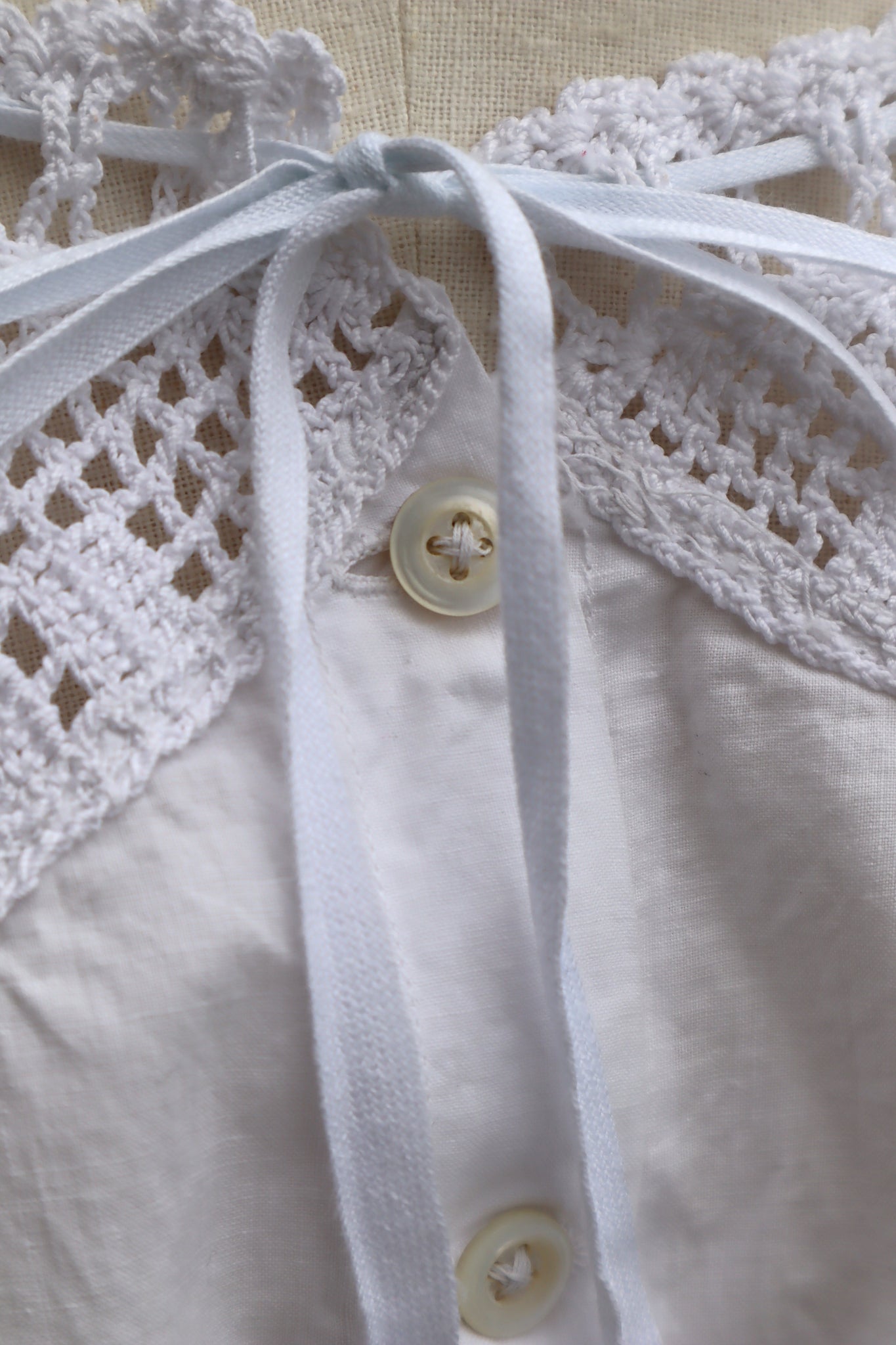 1910s Antique Crochet White Cotton Corset Cover