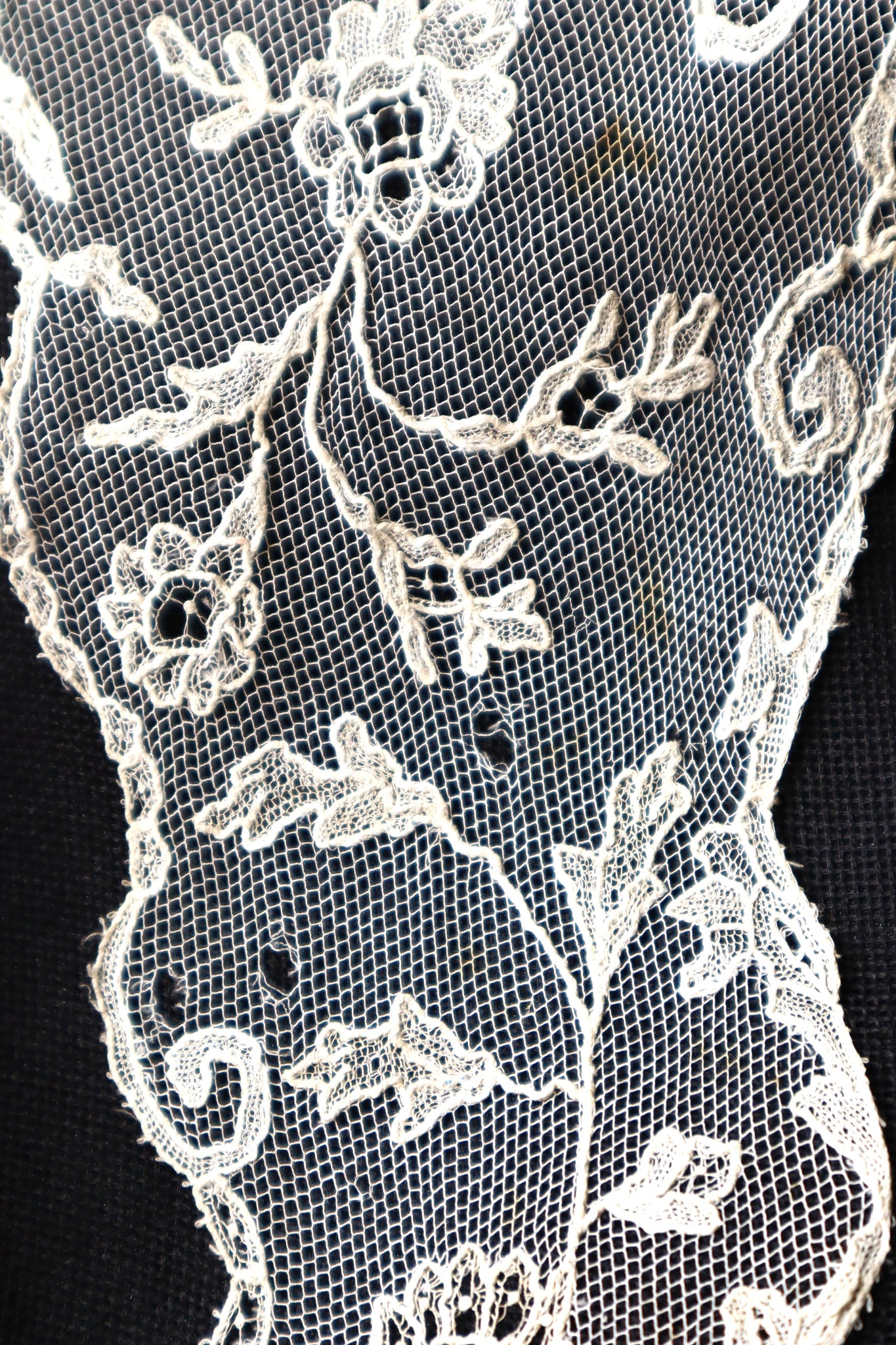 Early 1900s Edwardian Embroidered Net Lace Capelet