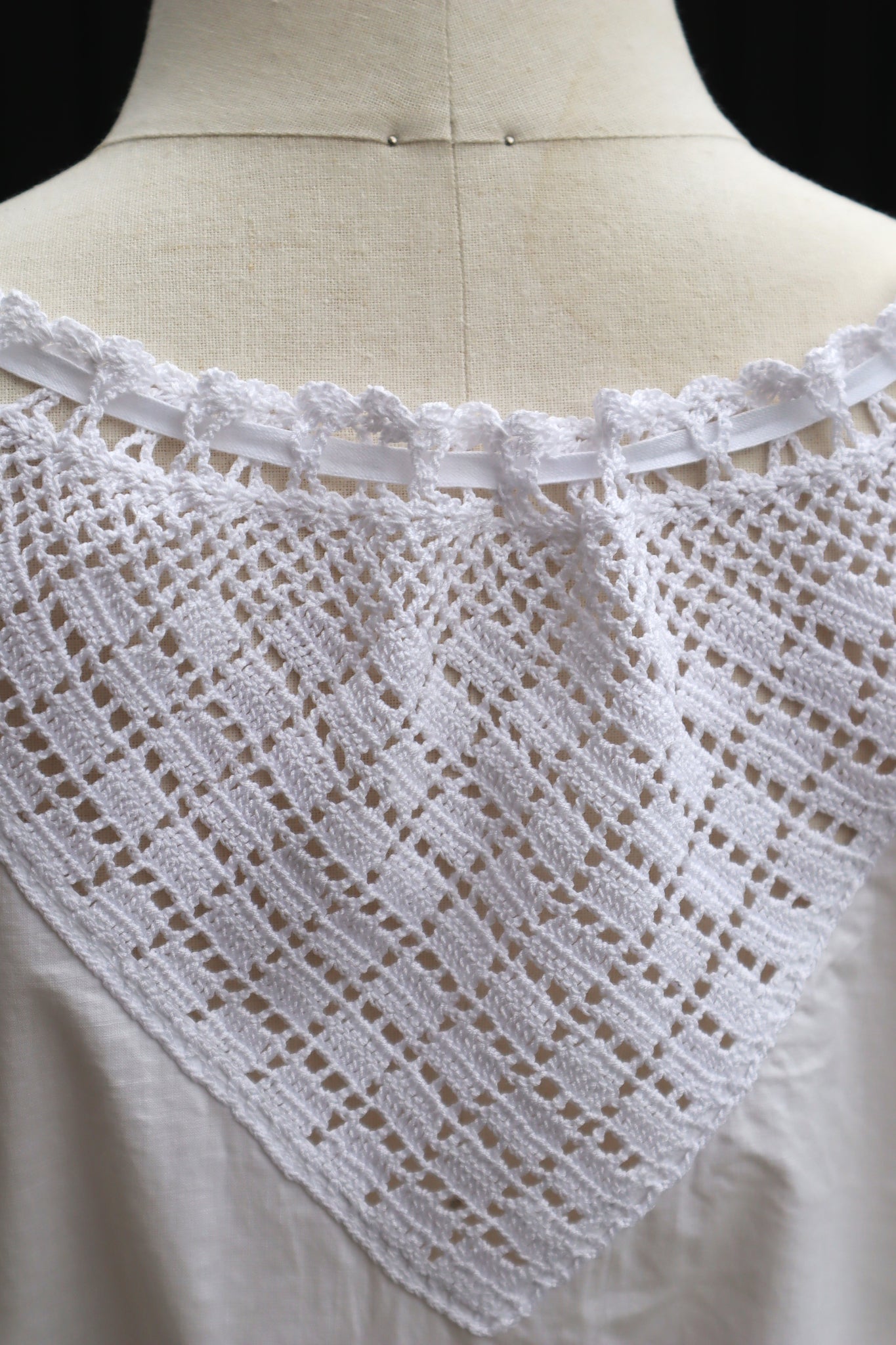 1910s Antique Crochet White Cotton Corset Cover