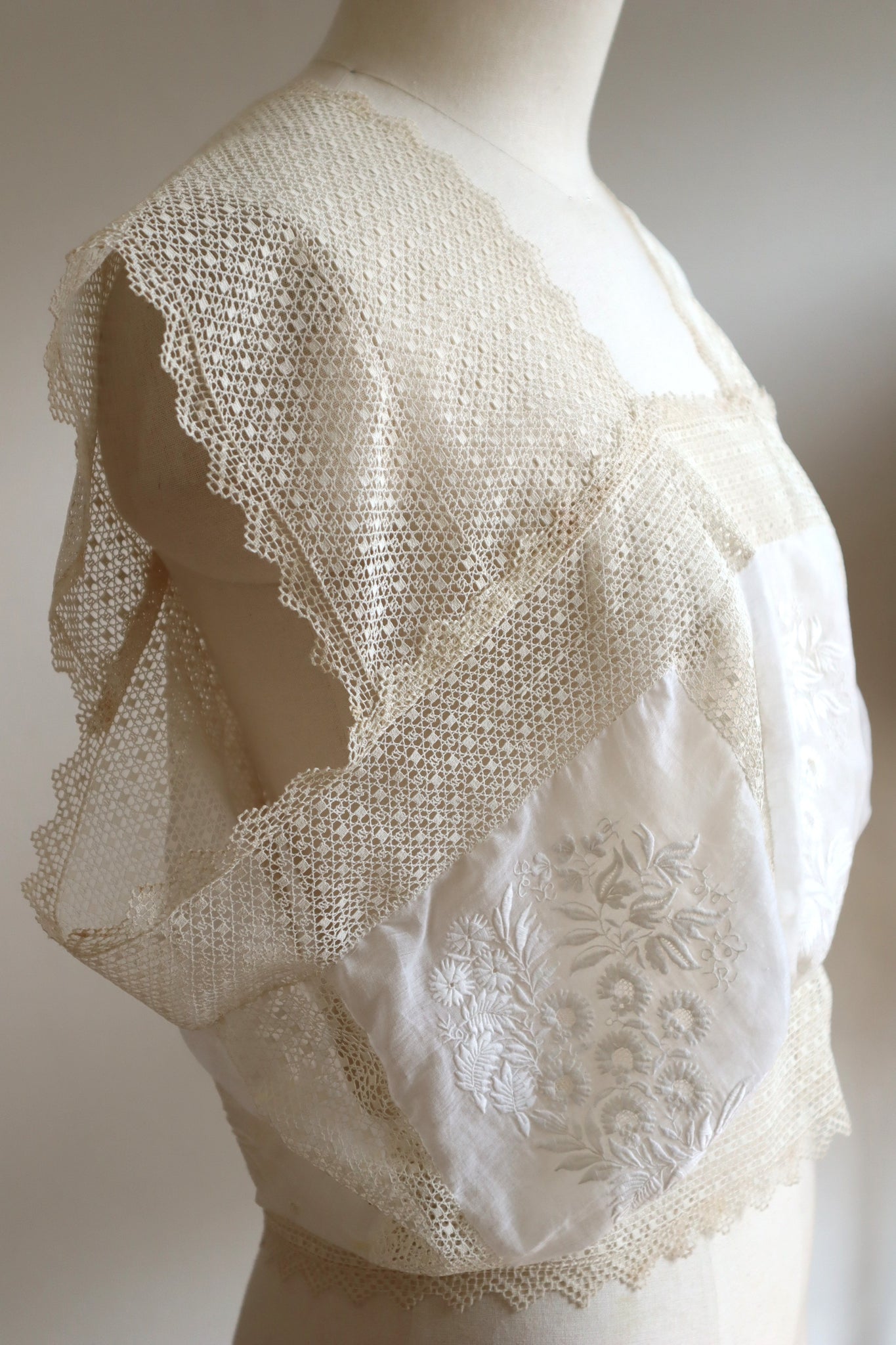 Handcrafted Corset Cover with Antique French Embroidered Floral