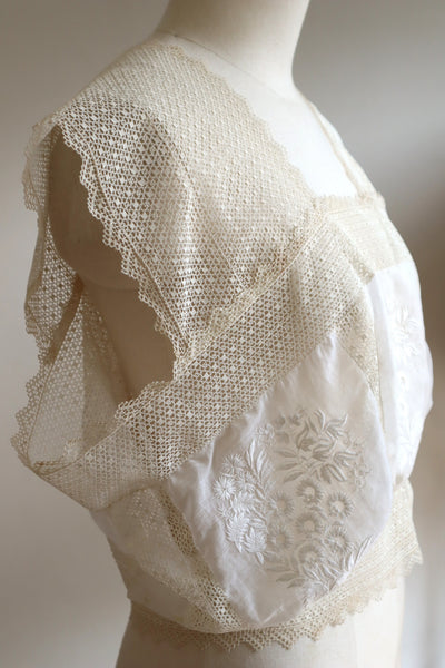 Handcrafted Corset Cover with Antique French Embroidered Floral