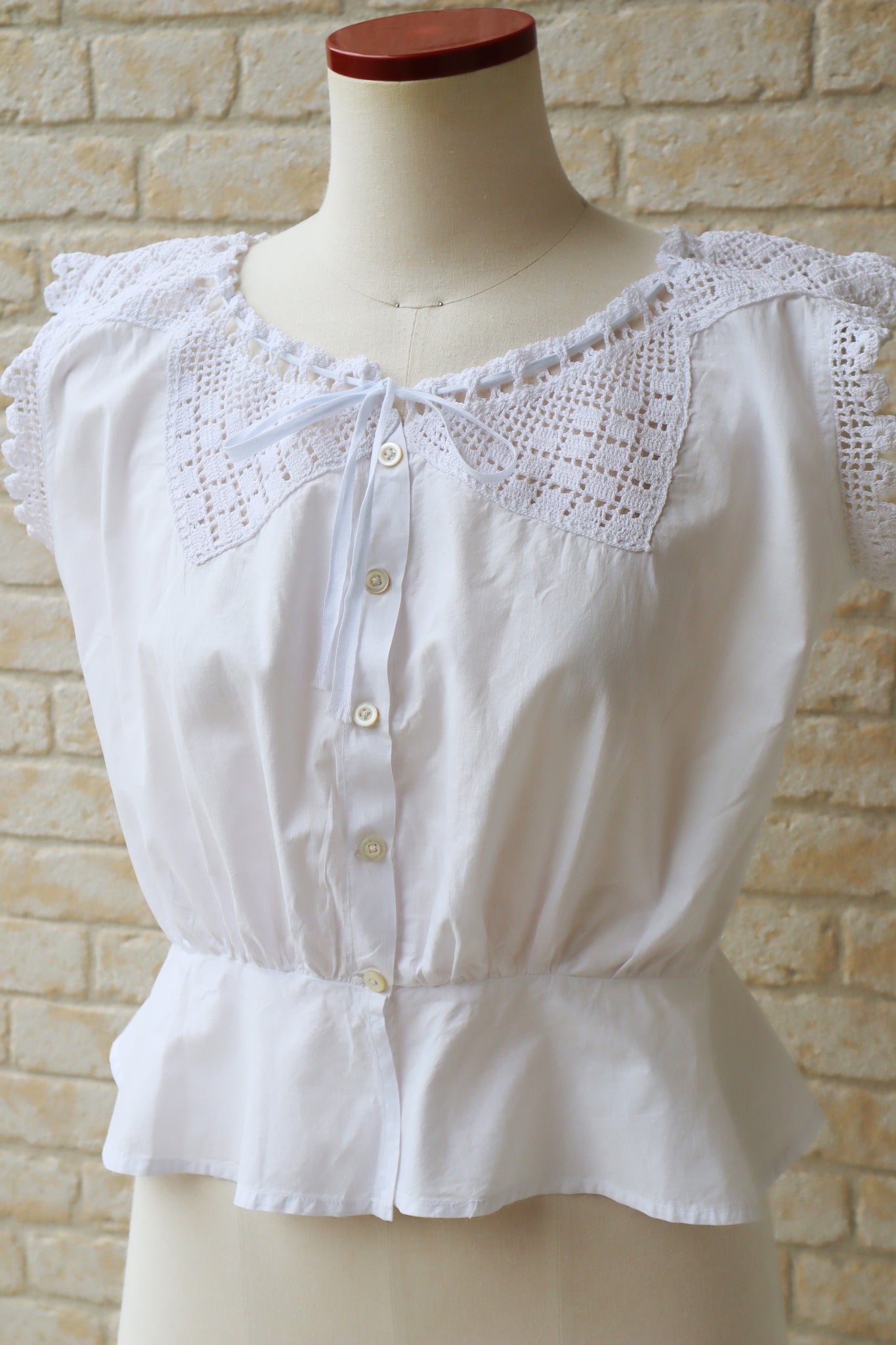 1910s Antique Crochet White Cotton Corset Cover