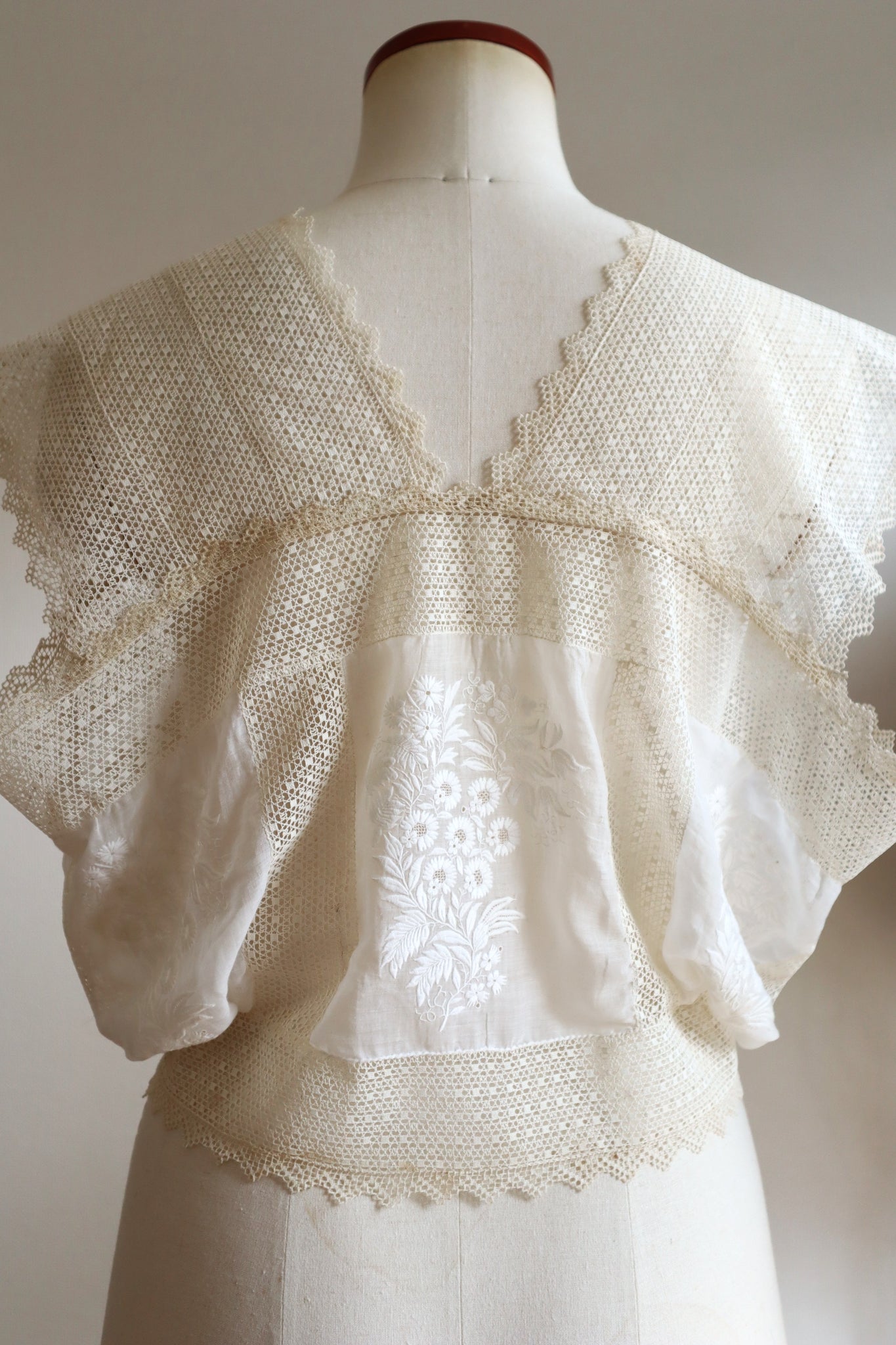 Handcrafted Corset Cover with Antique French Embroidered Floral