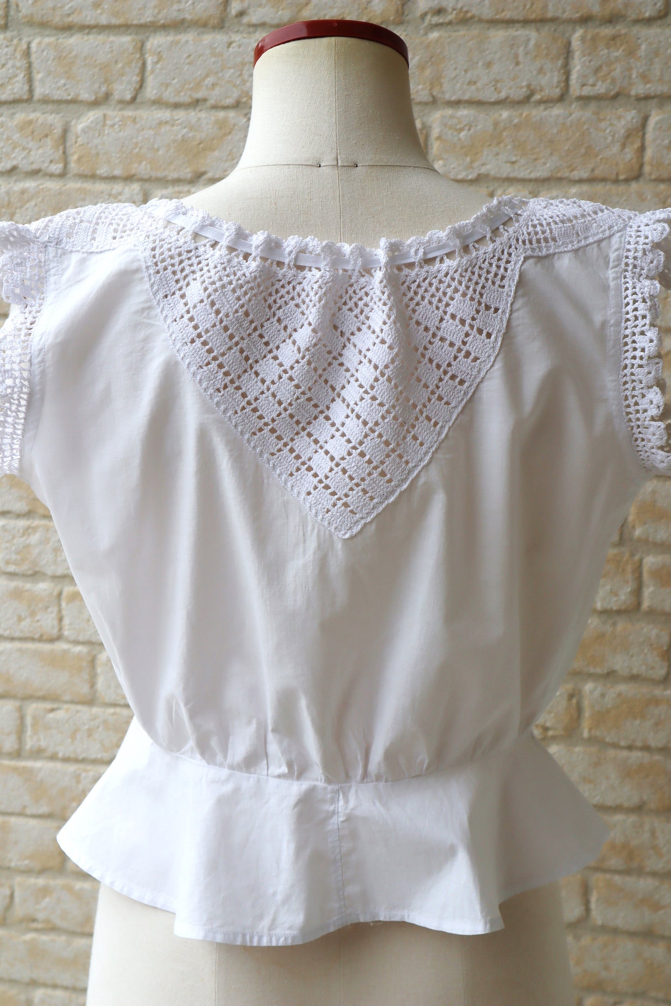 1910s Antique Crochet White Cotton Corset Cover