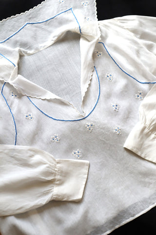 1910s Flower Embroidery Sailor Collar Blouse