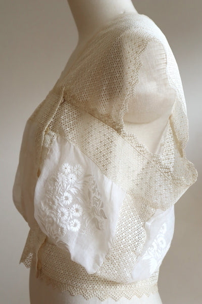 Handcrafted Corset Cover with Antique French Embroidered Floral