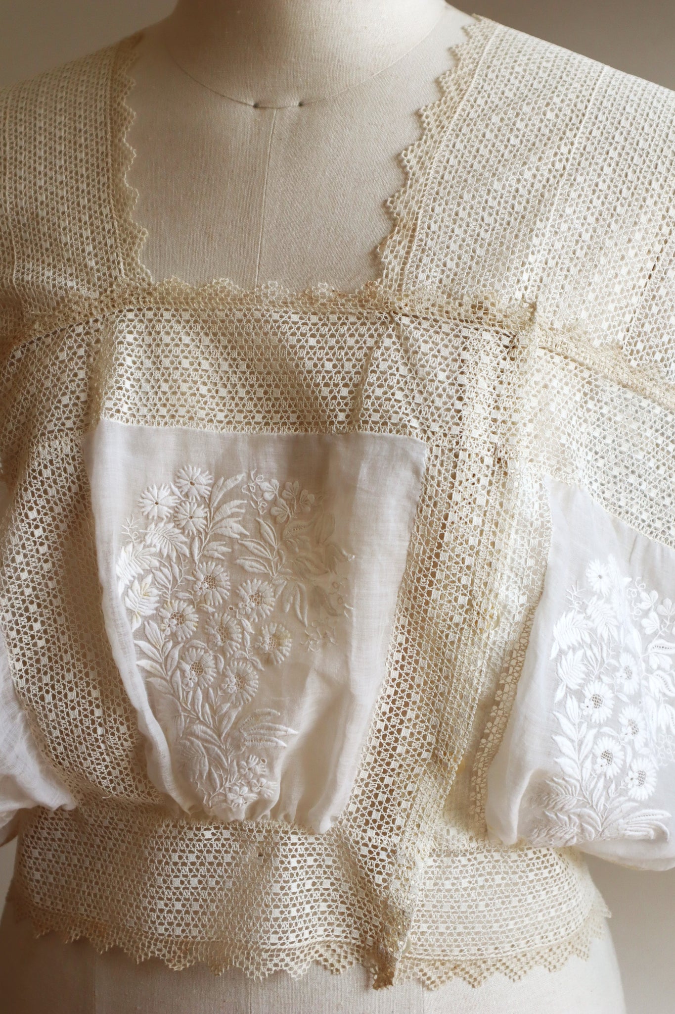 Handcrafted Corset Cover with Antique French Embroidered Floral