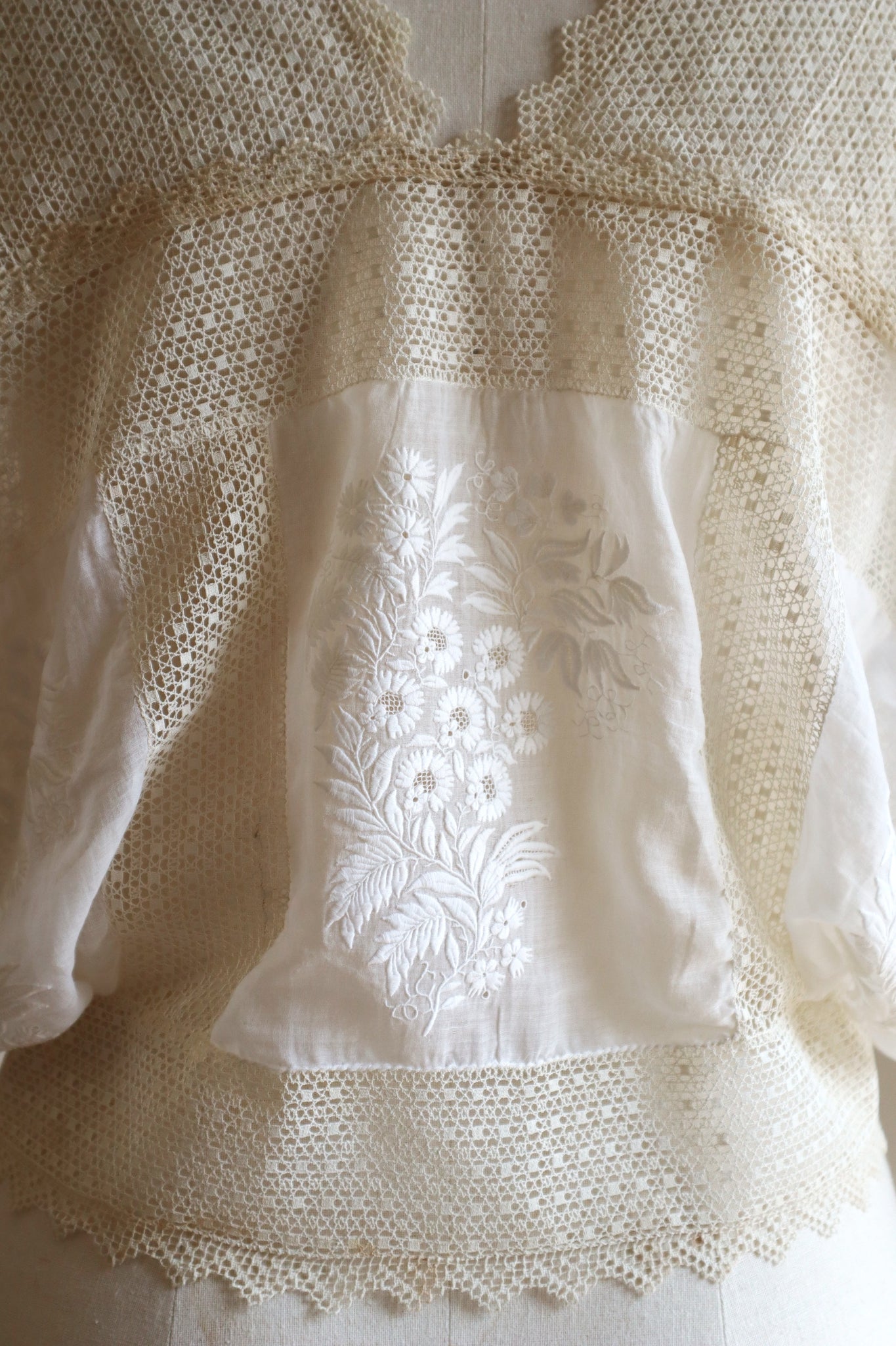 Handcrafted Corset Cover with Antique French Embroidered Floral