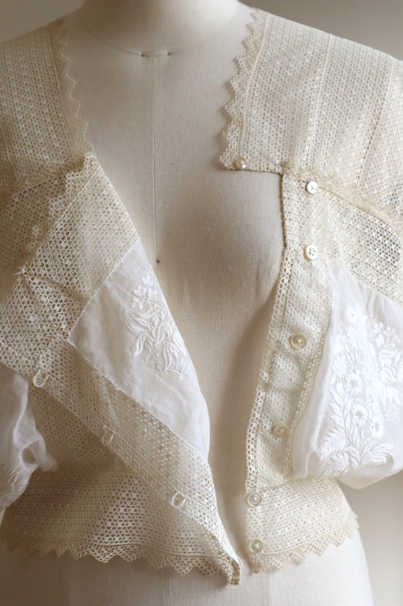 Handcrafted Corset Cover with Antique French Embroidered Floral