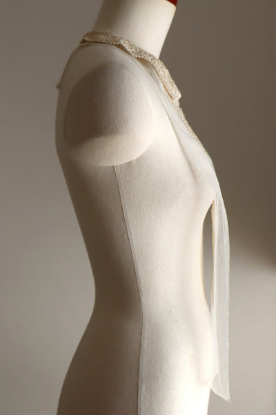 1920s British Antique Hand Corded Embroidery Cotton Tulle Dress Panel