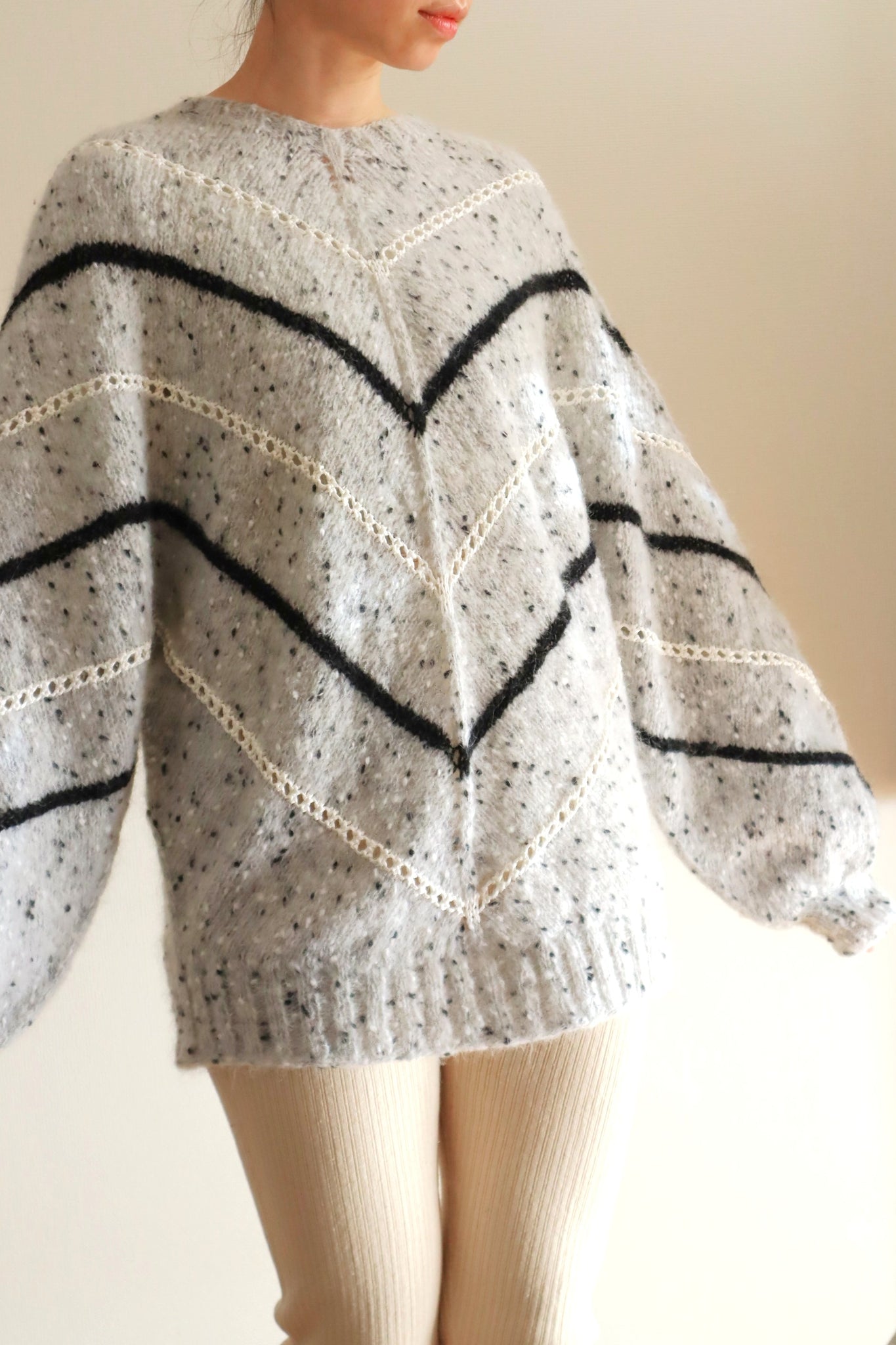 80s Balloon Sleeve  Mohair Blend Sweater