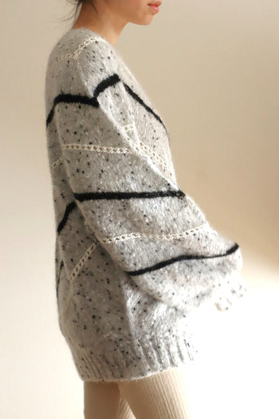 80s Balloon Sleeve  Mohair Blend Sweater