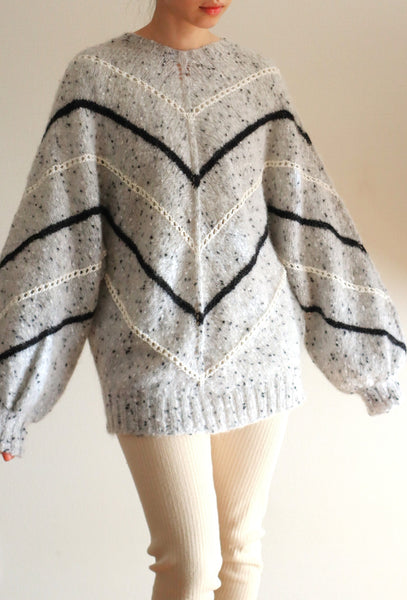 80s Balloon Sleeve  Mohair Blend Sweater