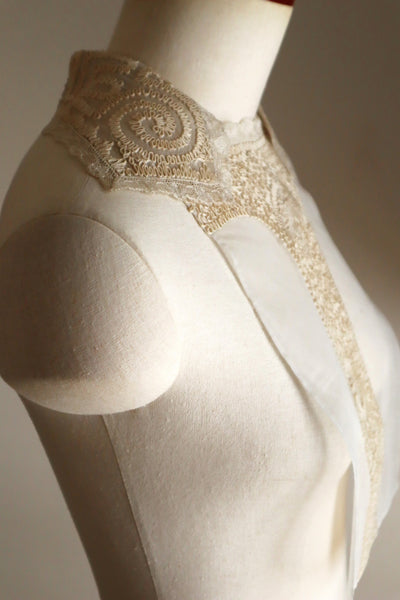 1920s British Hand Corded Embroidery Cotton Tulle Dress Panel Set