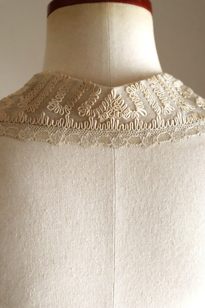 1920s British Hand Corded Embroidery Cotton Tulle Dress Panel Set