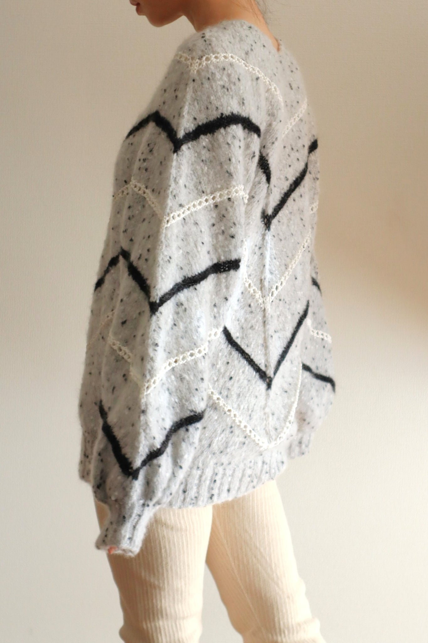 80s Balloon Sleeve  Mohair Blend Sweater