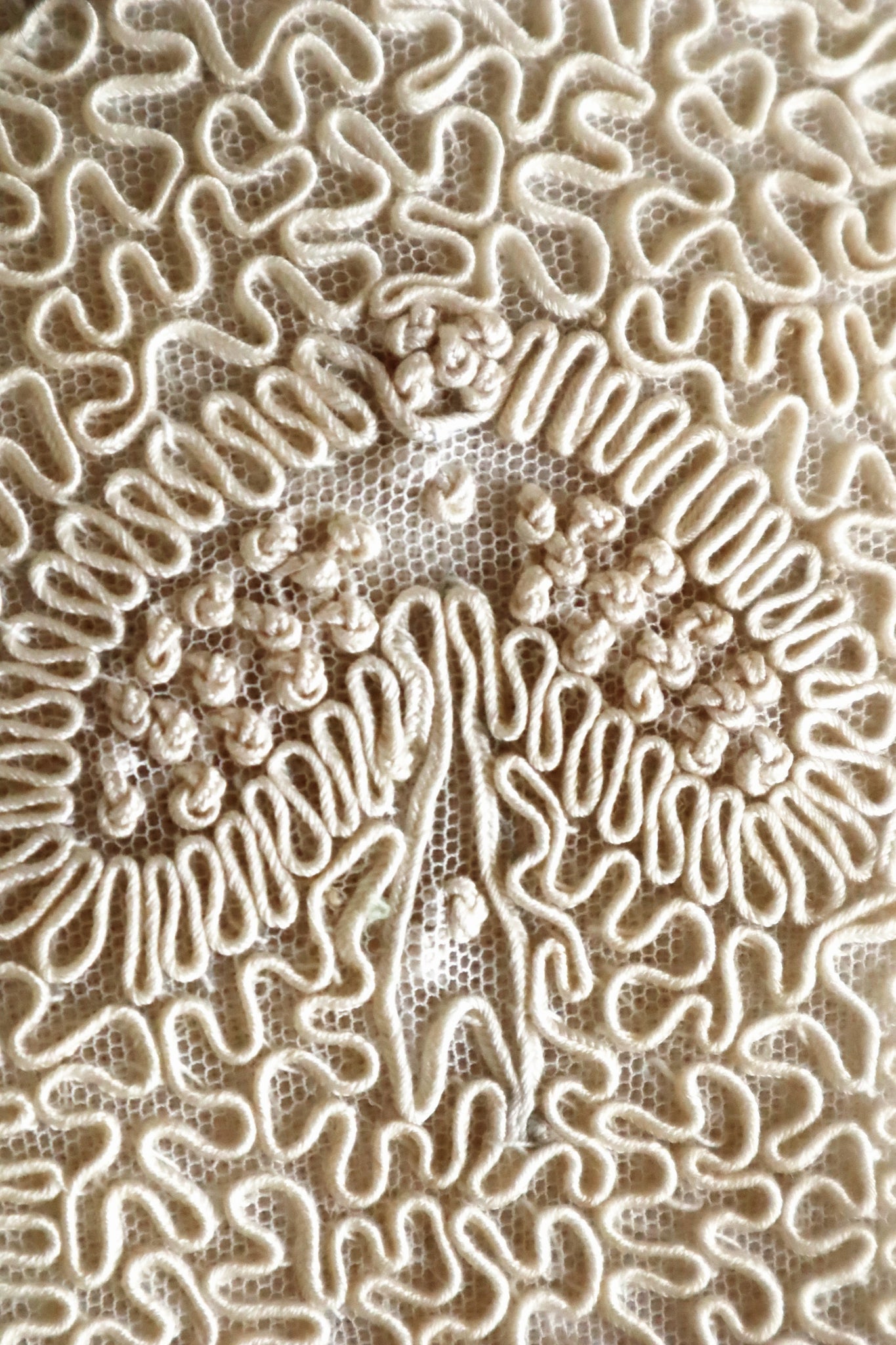 1920s British Hand Corded Embroidery Cotton Tulle Dress Panel Set