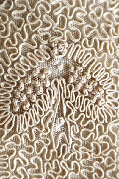 1920s British Hand Corded Embroidery Cotton Tulle Dress Panel Set