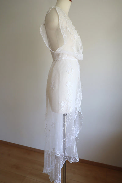 1900s Edwardian Tambour Lace Vest Dress