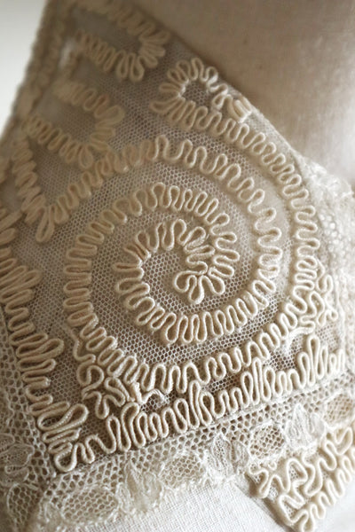 1920s British Hand Corded Embroidery Cotton Tulle Dress Panel Set