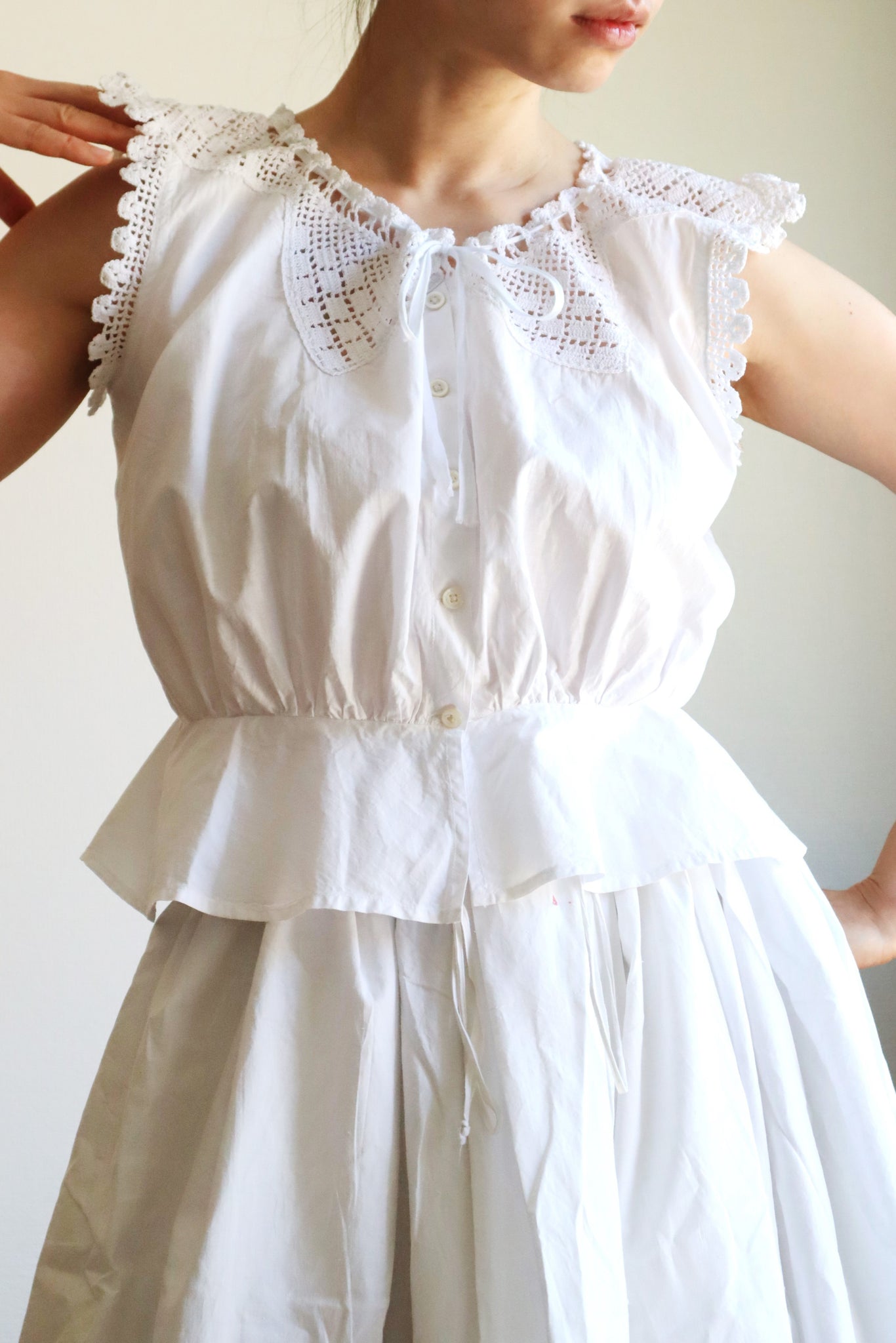 1910s Antique Crochet White Cotton Corset Cover