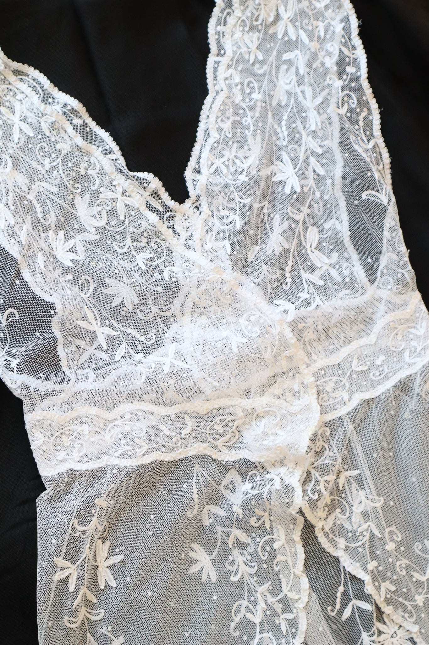 1900s Edwardian Tambour Lace Vest Dress