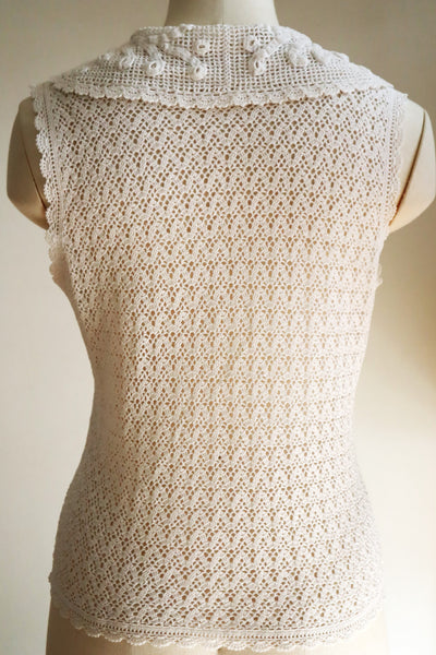 1920s Hand-Crocheted Cotton Sailor Collar Top