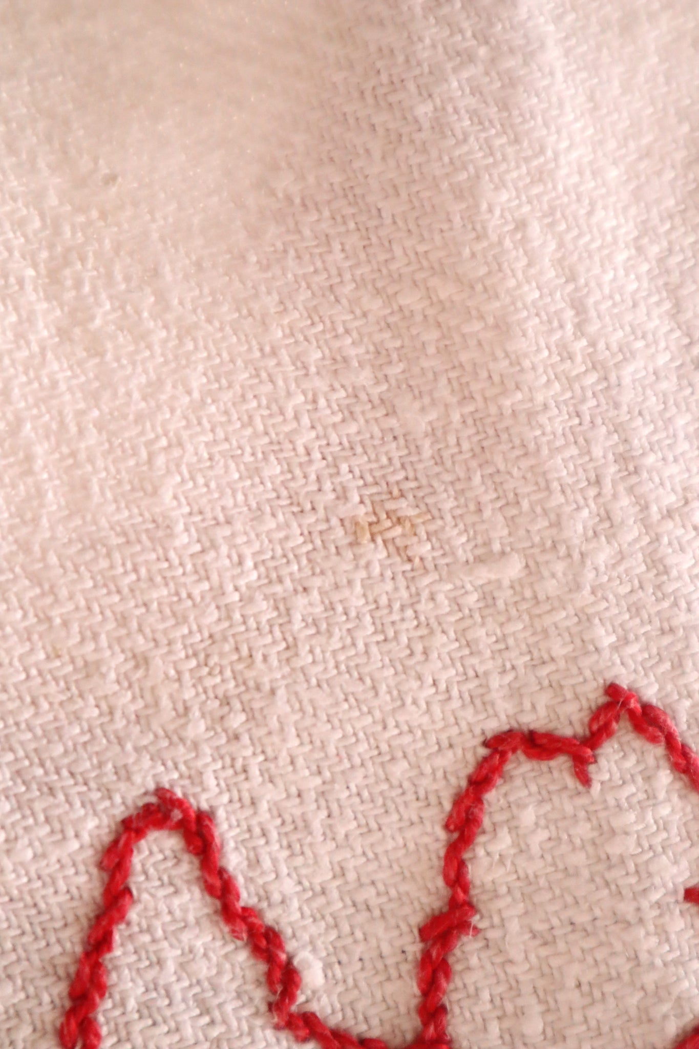 1900s French Metis Redwork Embroidered Large Cloth