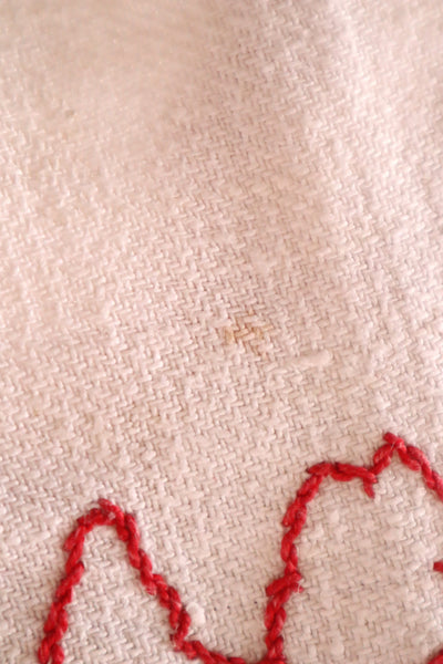 1900s French Metis Redwork Embroidered Large Cloth