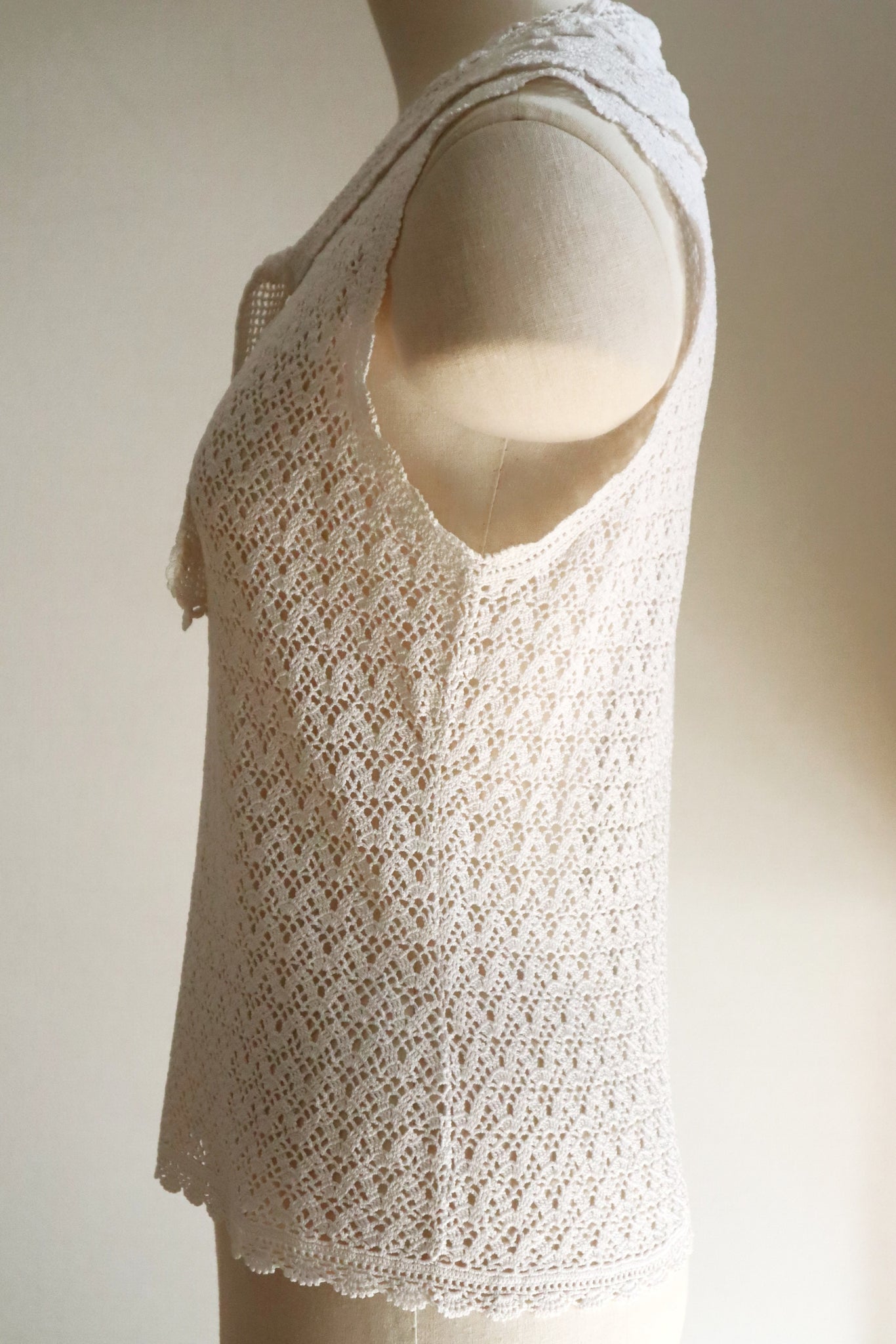 1920s Hand-Crocheted Cotton Sailor Collar Top