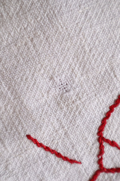 1900s French Metis Redwork Embroidered Large Cloth
