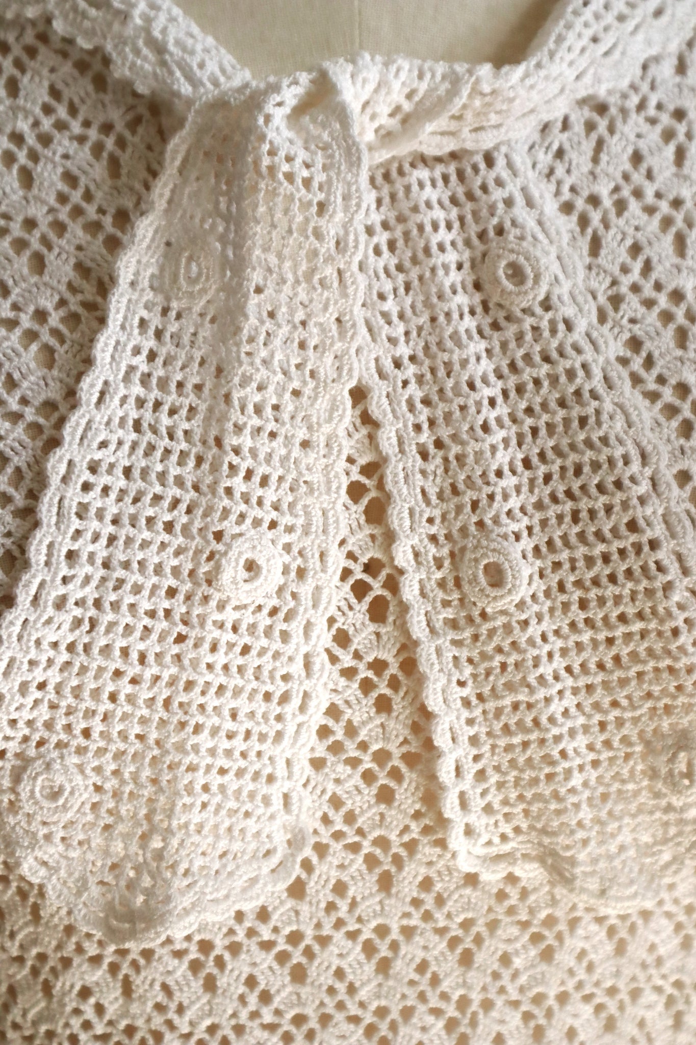 1920s Hand-Crocheted Cotton Sailor Collar Top