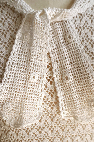 1920s Hand-Crocheted Cotton Sailor Collar Top