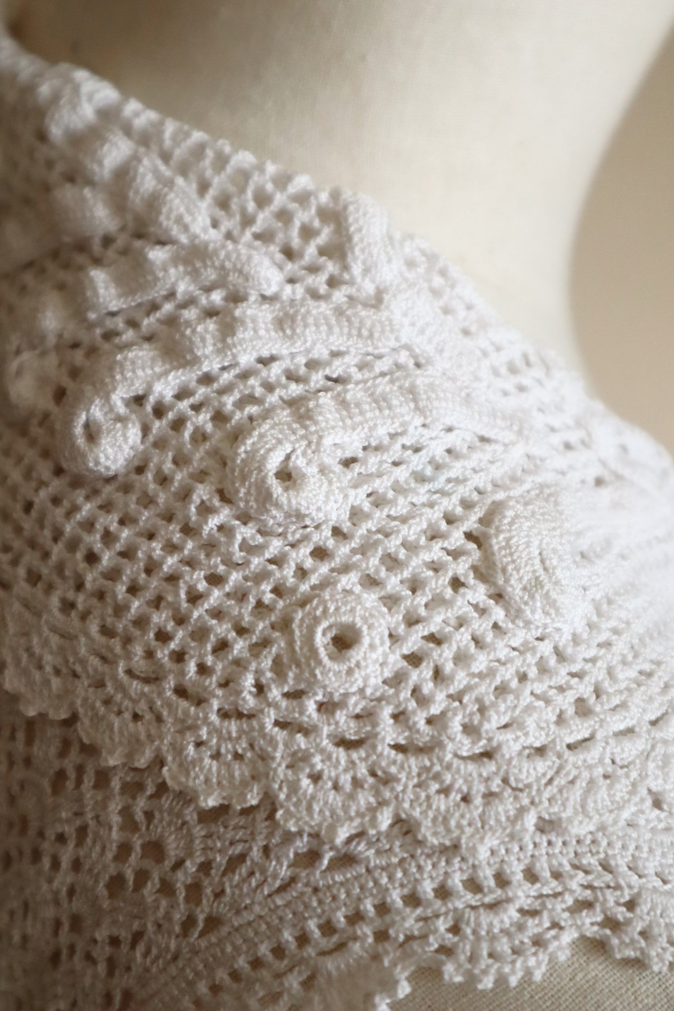 1920s Hand-Crocheted Cotton Sailor Collar Top