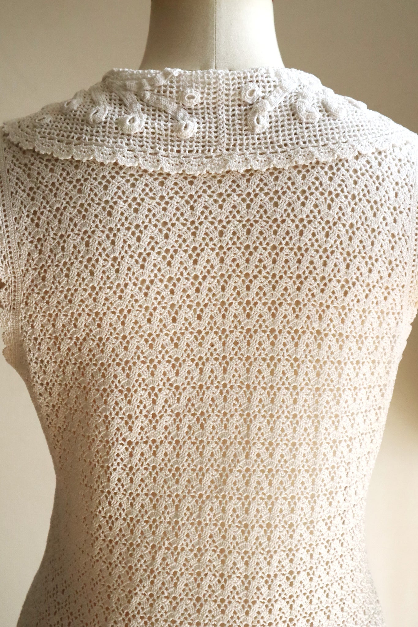 1920s Hand-Crocheted Cotton Sailor Collar Top