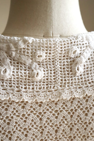 1920s Hand-Crocheted Cotton Sailor Collar Top