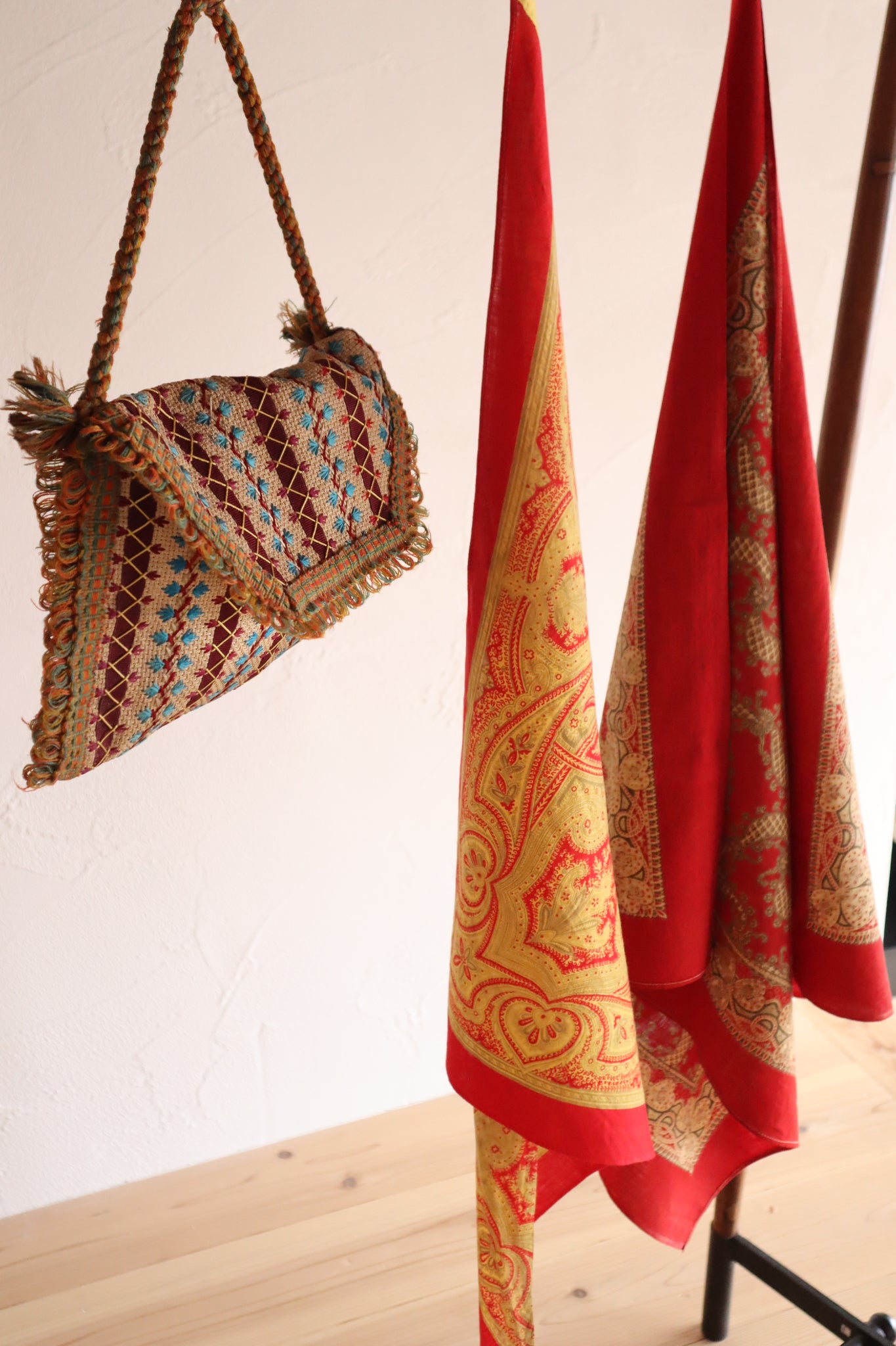 1900s French Embroidery Bag with Silk Lining